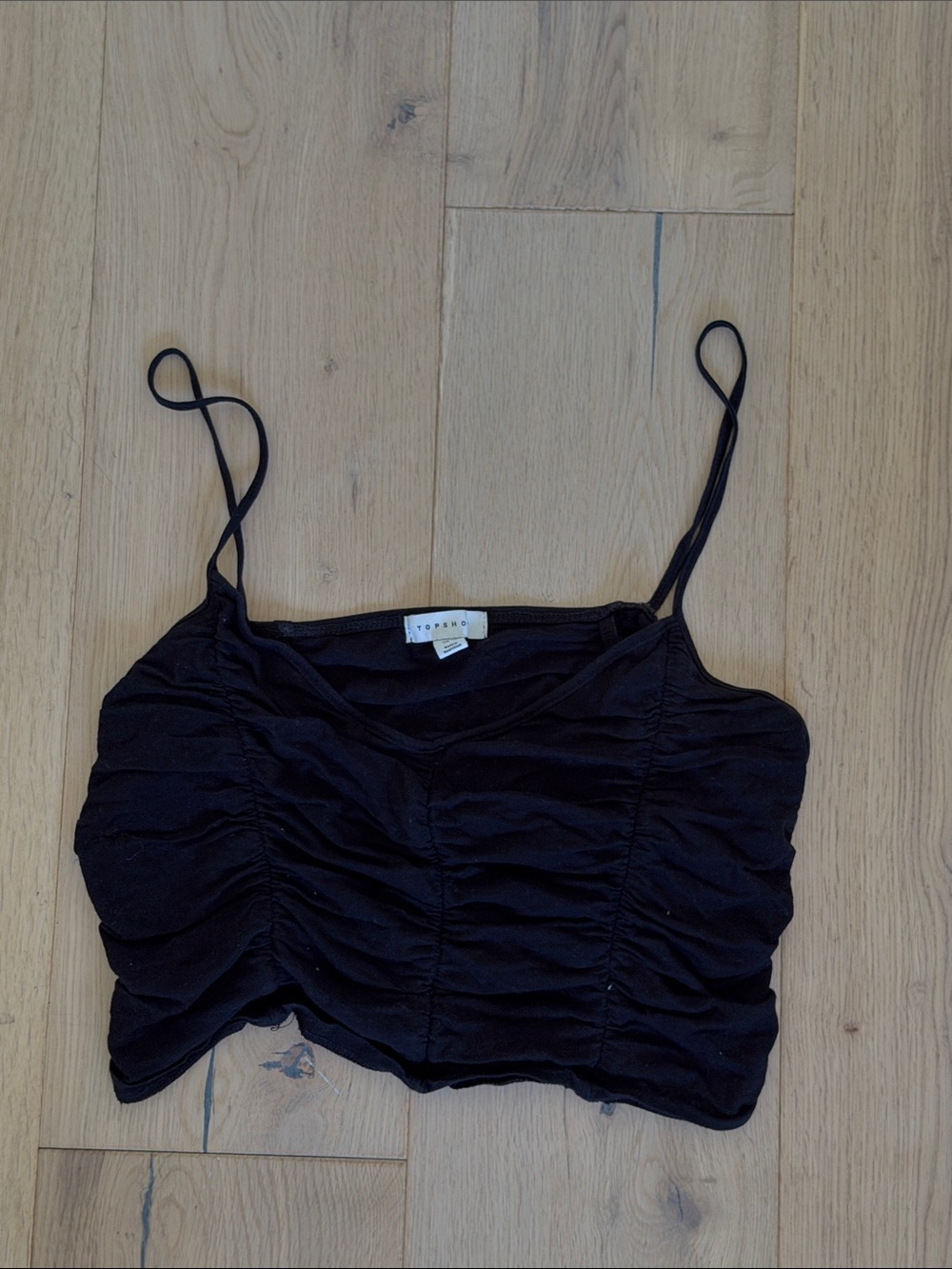 Topshop Black Ruched Crop Cami
